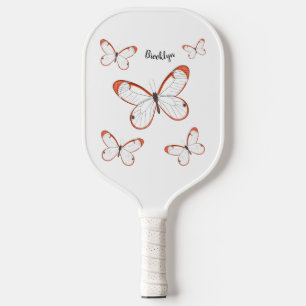 Glasswing butterfly cartoon illustration pickleball paddle
