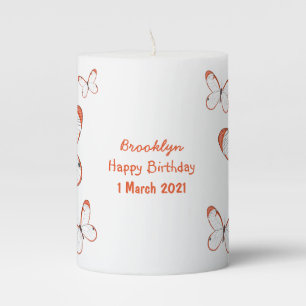 Glasswing butterfly cartoon illustration pillar candle