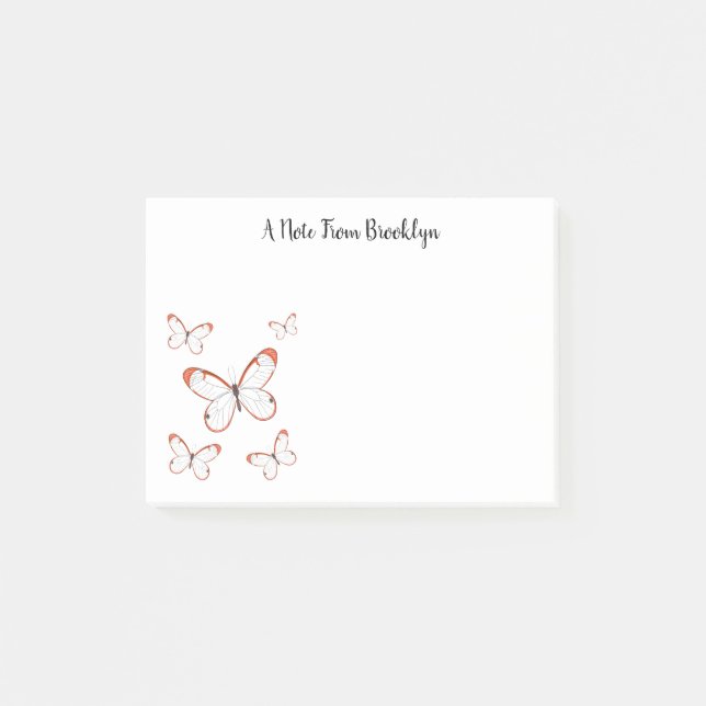 Glasswing butterfly cartoon illustration  post-it notes (Front)