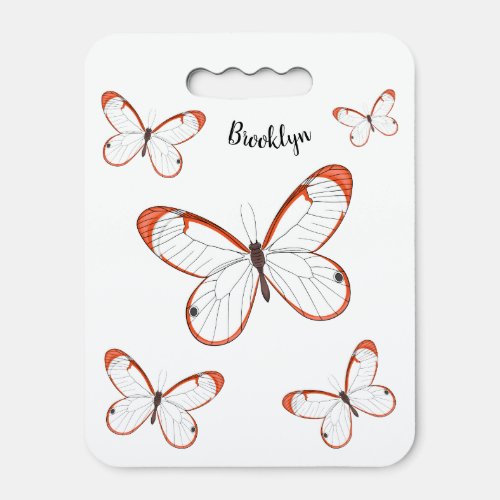 Glasswing butterfly cartoon illustration  seat cushion