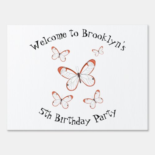 Glasswing butterfly cartoon illustration sign