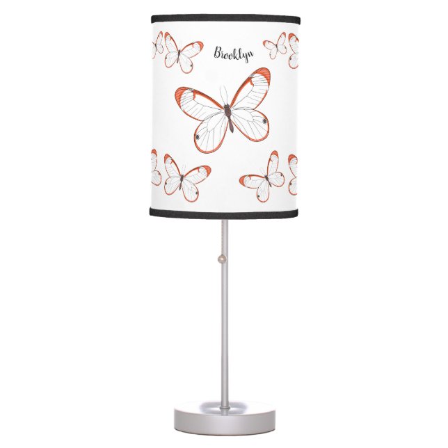 Glasswing butterfly cartoon illustration table lamp (Front)