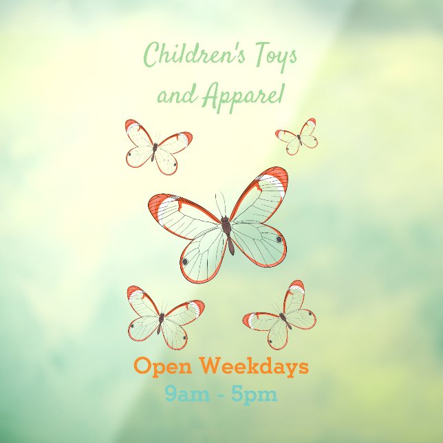 Glasswing butterfly cartoon illustration window cling (Sheet 3)