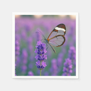 Glasswing Butterfly On a Lavender Blossom Napkins