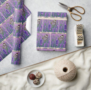 Glasswing Butterfly On a Lavender Blossom Wrapping Paper