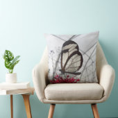 Glasswinged Butterfly on Flower Throw Pillow (Chair)