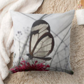 Glasswinged Butterfly on Flower Throw Pillow (Blanket)