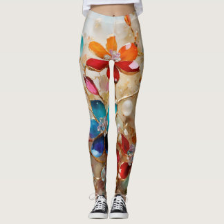 GLASSY FLORAL LEGGINGS