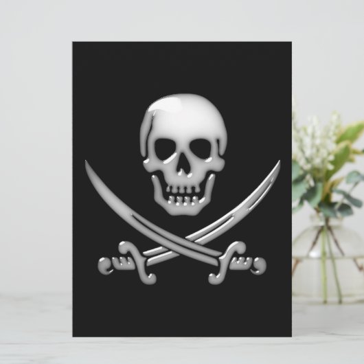 Glassy Pirate Skull & Sword Crossbones (Standing Front)