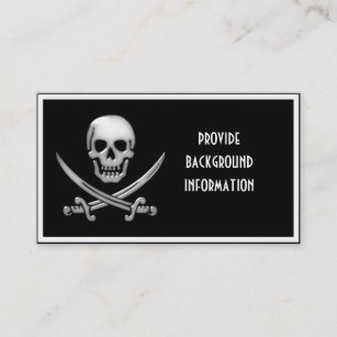 Glassy Pirate Skull & Sword Crossbones Business Card