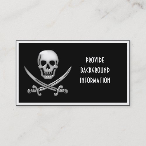 Glassy Pirate Skull  Sword Crossbones Business Card