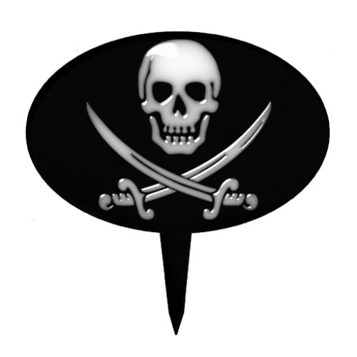 Glassy Pirate Skull  Sword Crossbones Cake Topper