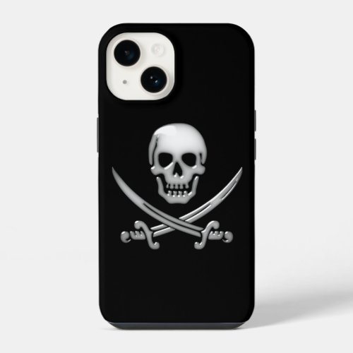 Glassy Pirate Skull  Sword Crossbones iPhone 14 Case