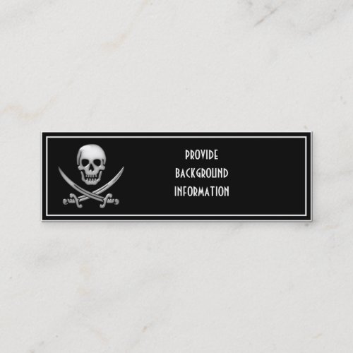 Glassy Pirate Skull  Sword Crossbones Mini Business Card
