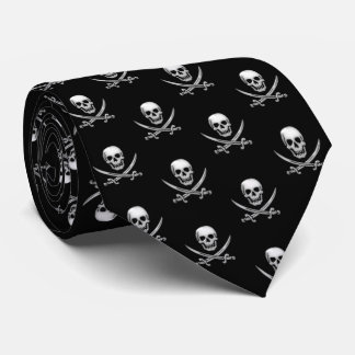 Glassy Pirate Skull & Sword Crossbones Neck Tie