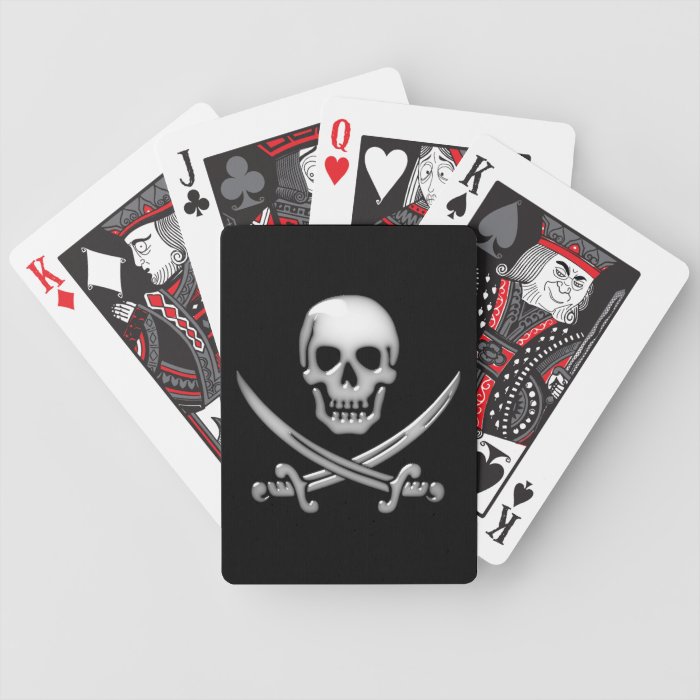 Glassy Pirate Skull & Sword Crossbones Deck Of Cards