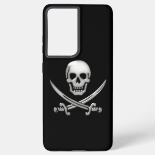Glassy Pirate Skull & Sword Crossbones Samsung Galaxy S21 Ultra Case