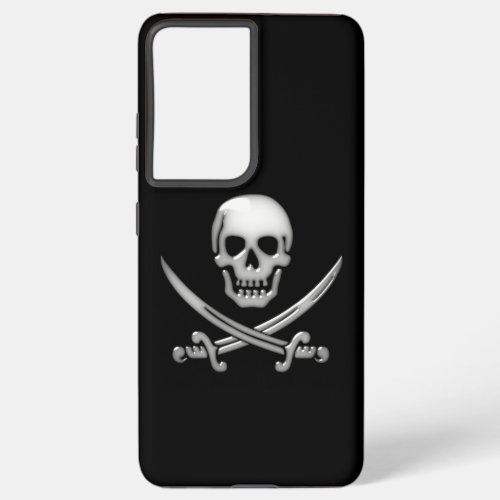 Glassy Pirate Skull  Sword Crossbones Samsung Galaxy S21 Ultra Case