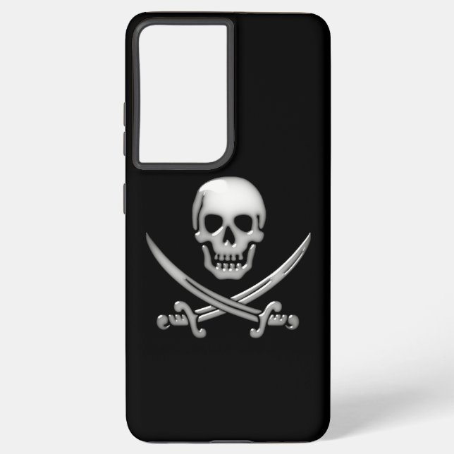 Glassy Pirate Skull & Sword Crossbones Samsung Galaxy Case (Back)
