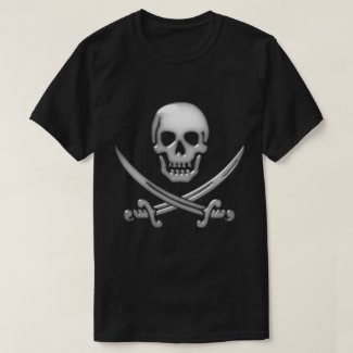 Glassy Pirate Skull & Sword Crossbones T-Shirt
