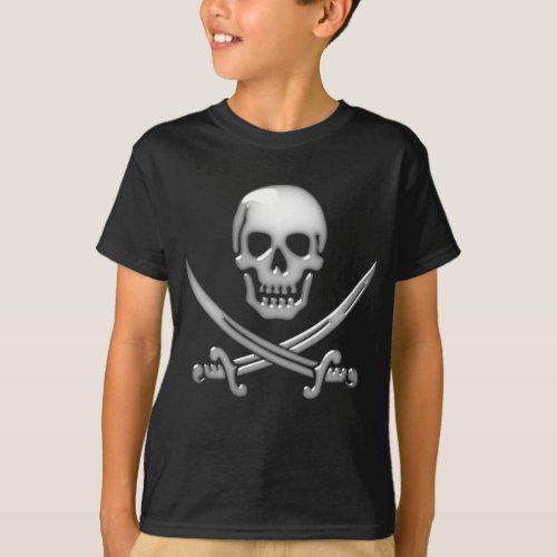 Glassy Pirate Skull  Sword Crossbones T_Shirt