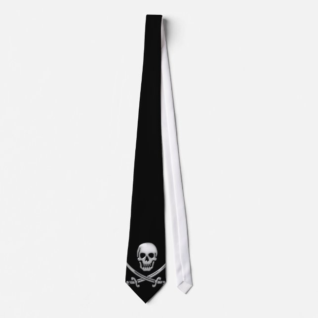 Glassy Pirate Skull & Sword Crossbones Tie (Front)
