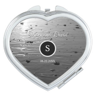 Glassy Sand Grayscale Wedding Compact Mirror
