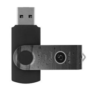 Glassy Sand Grayscale Wedding Flash Drive