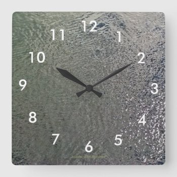 Glassy Water Wall Clock With Numbers by FluidArt at Zazzle