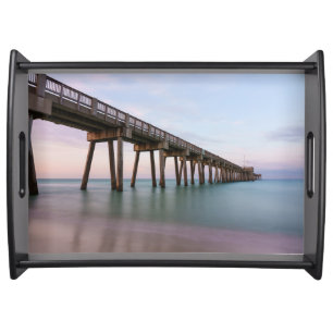 Glassy Waters At Panama City Beach Pier Serving Tray
