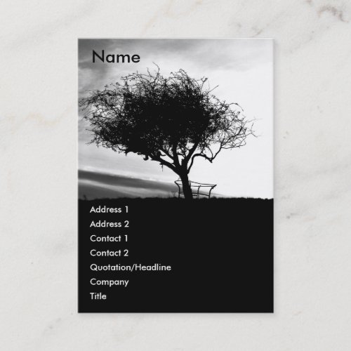 Glastonbury Hawthorn. Tree. Black and White. Business Card