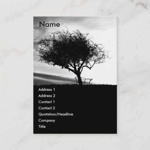 Customizable Glastonbury Hawthorn. Tree. Black and White. Business Card