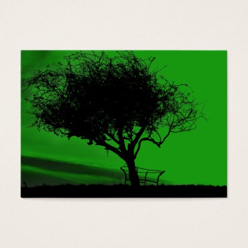 Customizable Glastonbury Hawthorn. Tree on Hill. Green Black. Business Card Templates