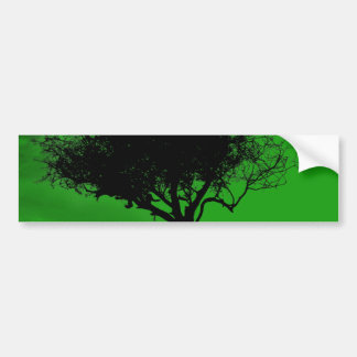 Glastonbury Hawthorn. Tree on Hill. Green Black. Bumper Sticker
