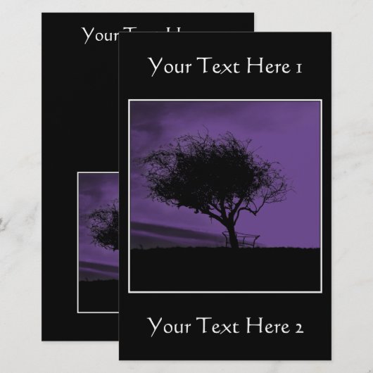 Glastonbury Hawthorn. Tree on Hill. Violet, Black. (Front/Back)