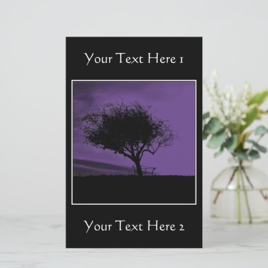 Glastonbury Hawthorn. Tree on Hill. Violet, Black. (Standing Front)