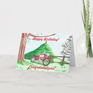 Glastonbury Motorcycle Tour Birthday Card