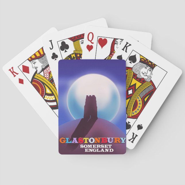 Glastonbury Tor Somerset travel poster Poker Cards (Back)