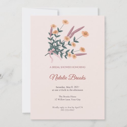 Glaucium Diagonal Bouquet Bridal Shower Invitation