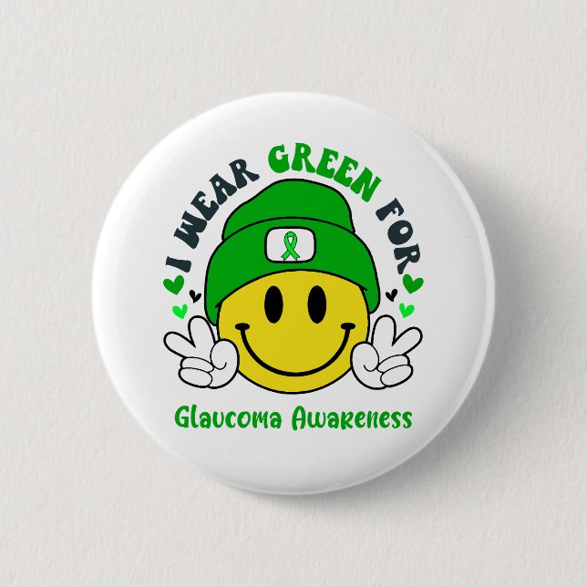 Glaucoma Awareness Ribbon Support Gifts Button (Front)