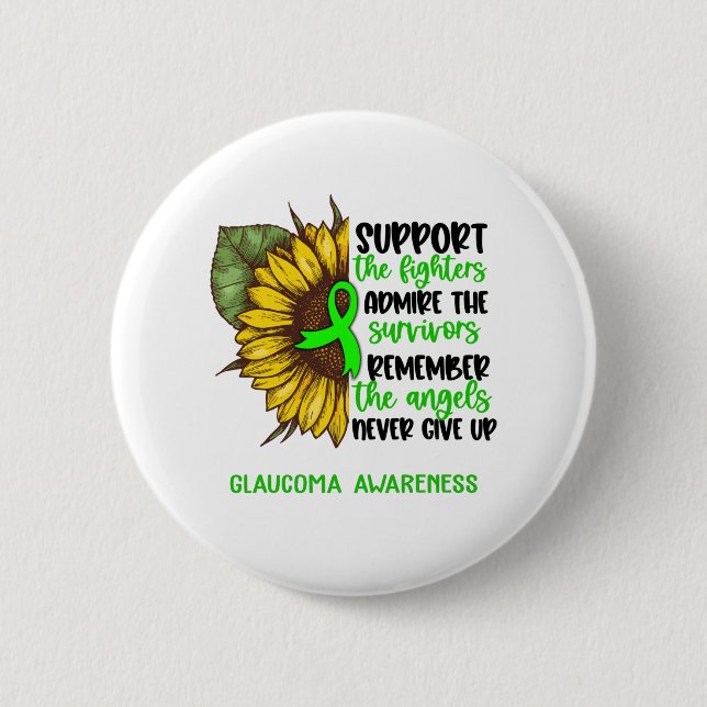Glaucoma Awareness Ribbon Support Gifts Button (Front)