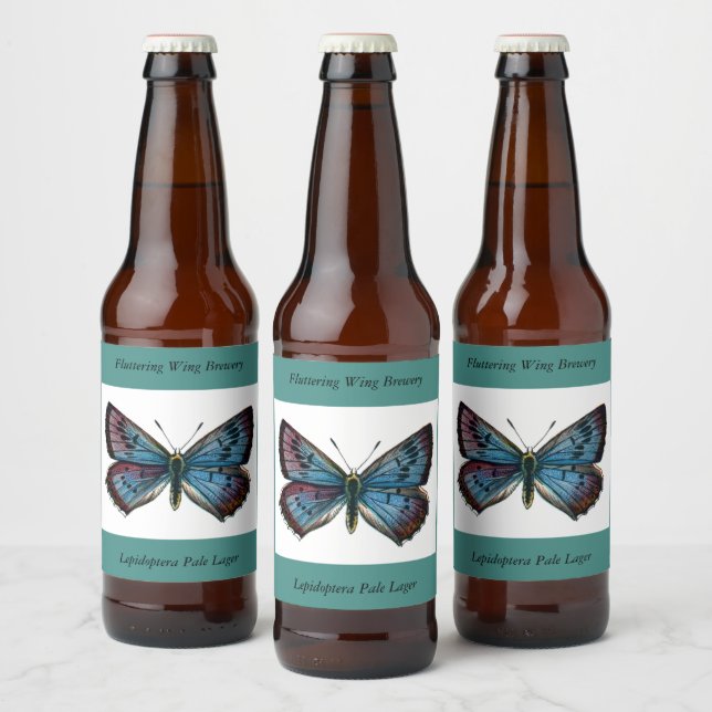 Glaucopsyche arion - The Large Blue Butterfly Beer Bottle Label (Bottles)