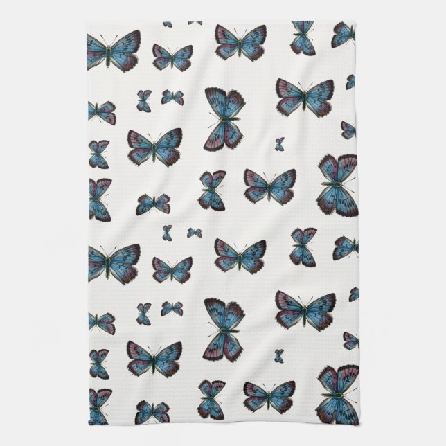 Glaucopsyche arion - The Large Blue Butterfly Kitchen Towel (Vertical)