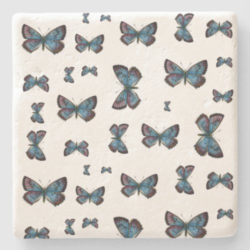 Glaucopsyche arion _ The Large Blue Butterfly Stone Coaster