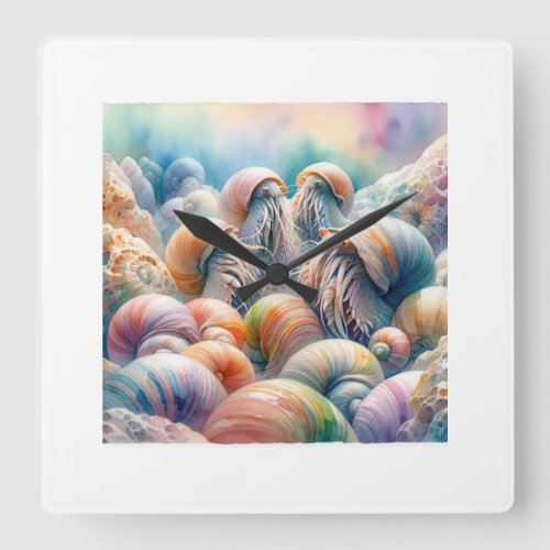 Glaucous Hermits 030624AREF119 _ Watercolor Square Wall Clock