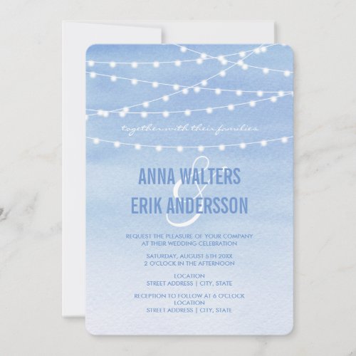 Glaucous Watercolor String Lights Invitation