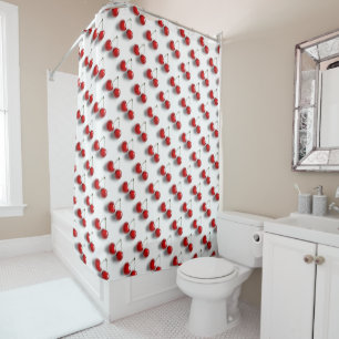 Glazed Cherries Pattern White Shower Curtain