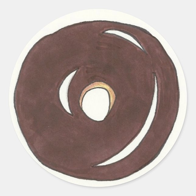 Glazed Chocolate Cake Donut Doughnut Stickers (Front)