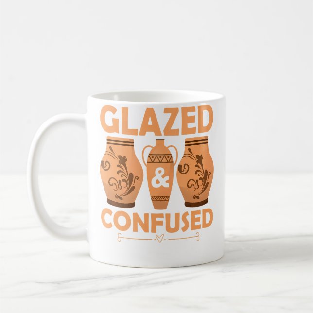 Glazed  Confused Ceramics Artist Pottery Coffee Mug (Left)
