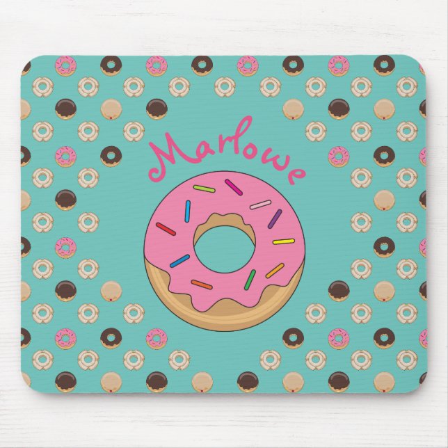 Glazed Donuts Custom Name Mouse Pad (Front)